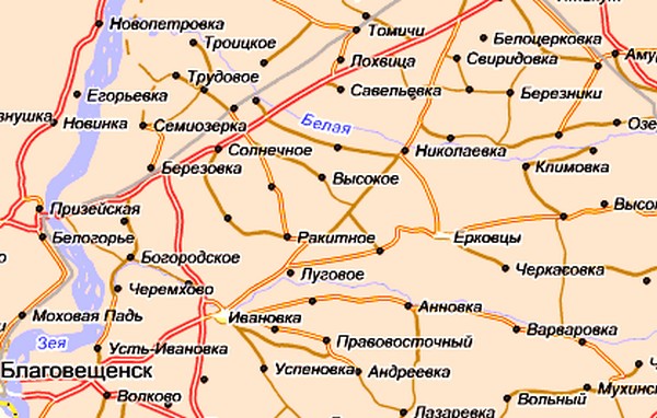 Схема дорог Ивановского района